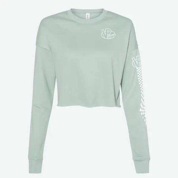 VP Racing Checkered Cropped Dusty Blue Sweater — Large / Dusty Blue